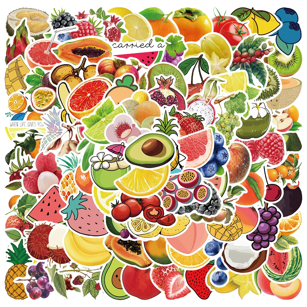 50/100pcs Cute Cartoon Fruits Graffiti Stickers Kids Toy For Laptop Phone Water Bottle Skateboard Bicycle Car Decals