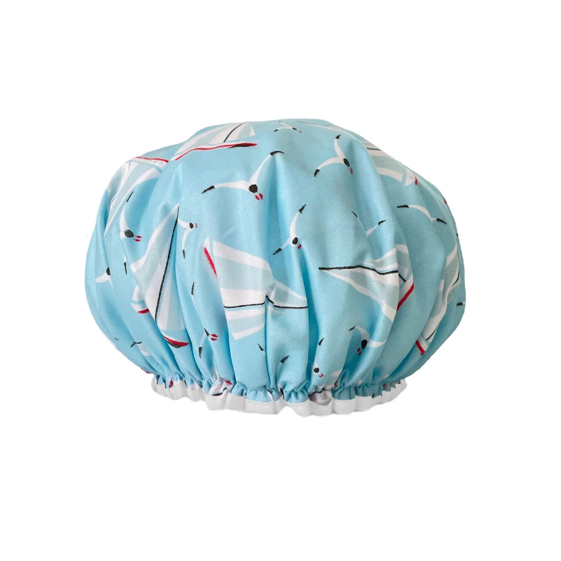 Double-layer Waterproof Women's Printed Hair Cap Cartoon Cute Shower Hair Mask Fashionable Home Shower Cap shower cap waterproof shower cap