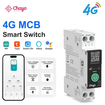Interruttore Intelligente Chayo 4G Tuya con Protezione da Sovratensione e Sottotensione, Misurazione, Timer Multiplo, Compatibile con Smart Life/Alexa/Ali