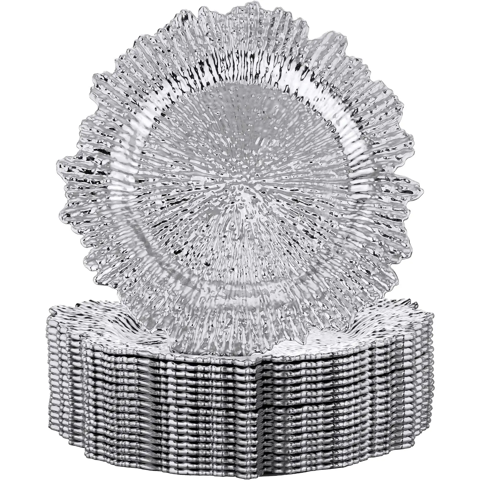 Charger Plates Round Plastic Reef 13 inch 6pcs For Dinner Plates Wedding Party Dining Dish