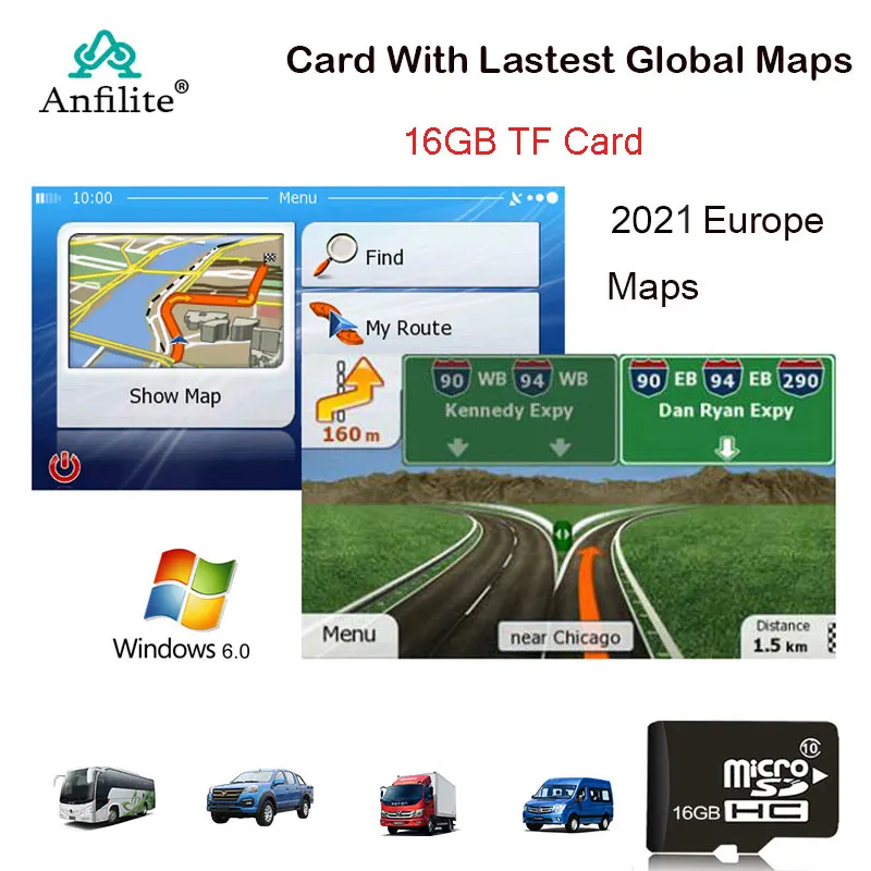 16GB Micro SD Card for WinCE Car GPS Navigation Map software for Europe,Africa,CA,France,UK,Spain,Turkey,Germany,AU/USA