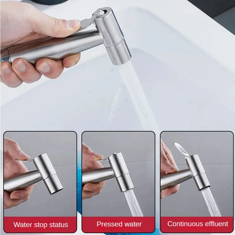 Handheld Bidet Sprayer Set 304 Stainless Steel Spray Gun Shower Handheld Toilet Bidet Faucet Sprayer Shower Nozzle Self Cleaning 3