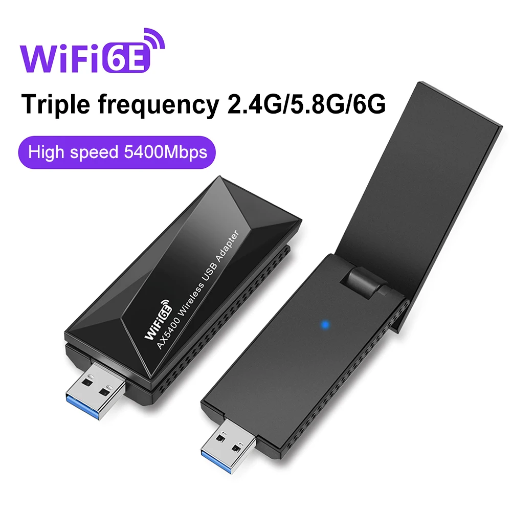 

Сетевая карта Wi-Fi 6E, 5400 Мбит/с, 2,4 ГГц, 6 ГГц, USB 3,0