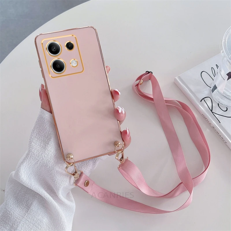 Sleek Crossbody Lanyard Plating Case - Silicone Back Cover