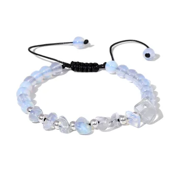 6mm Natural Stone Chip Beads Opal Bracelet Amethysts Agates Malachite Handmade Braided Bracelets For Women Men Jewelry