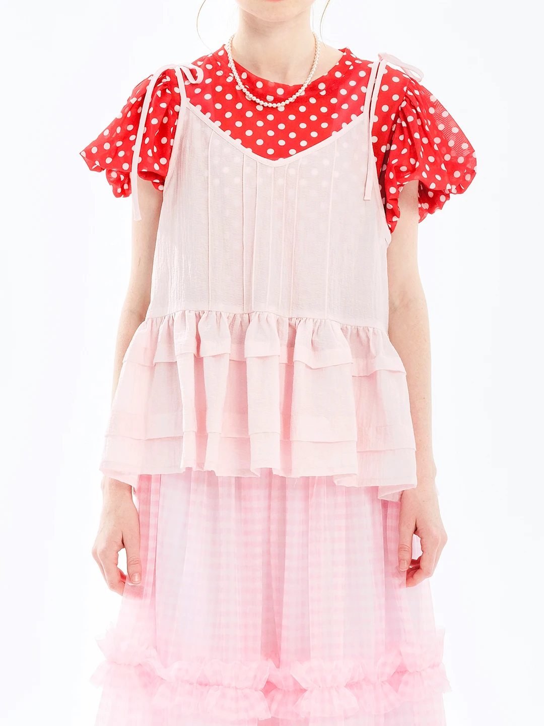 Pink Strap Lace Spliced Sleeveless Tank Top for women tank top