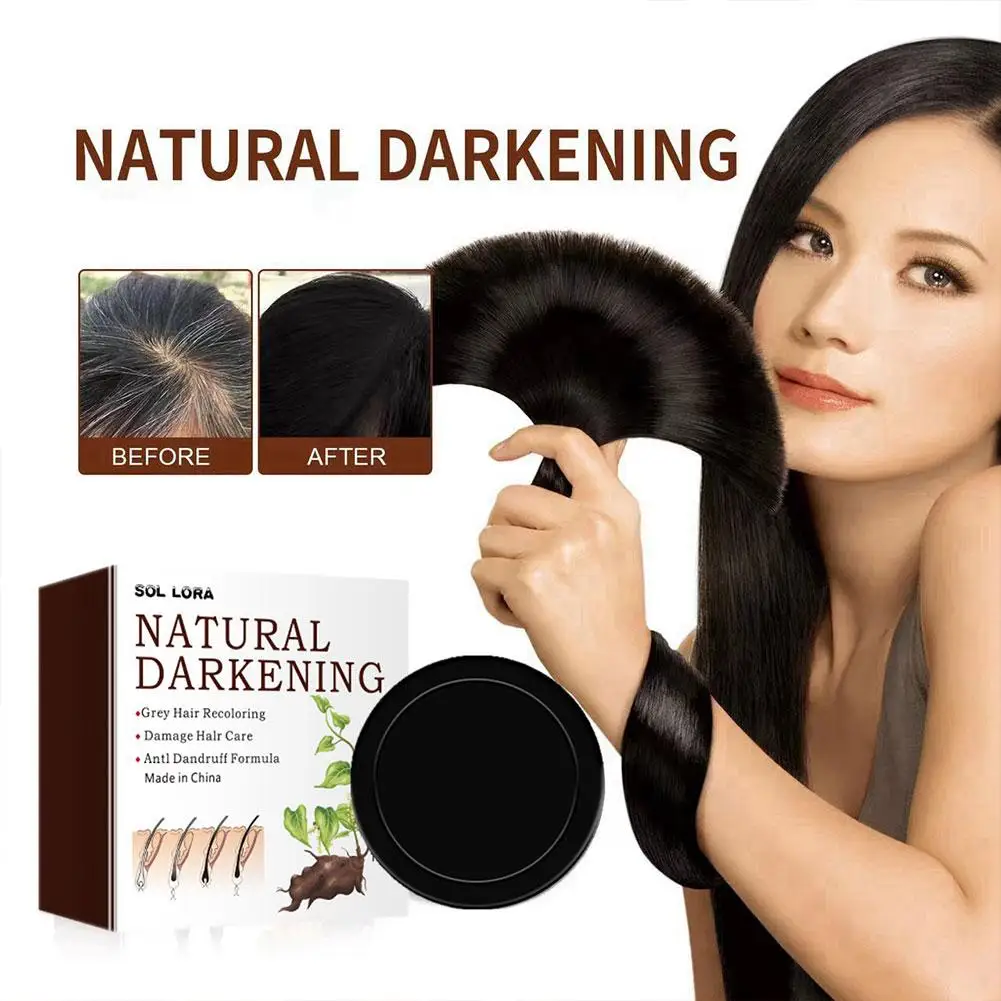 

Natural Darkening Black Gray Hair Recolor Soap Polygonum Multiflorum Moisturizing Damage Repair Anti Dandruff Shine Smooth