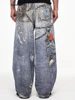 3D Printed Trouser Chain Loose Washed Digital Graffiti Keychain Printed Jeans Men Luxury Jeans 5