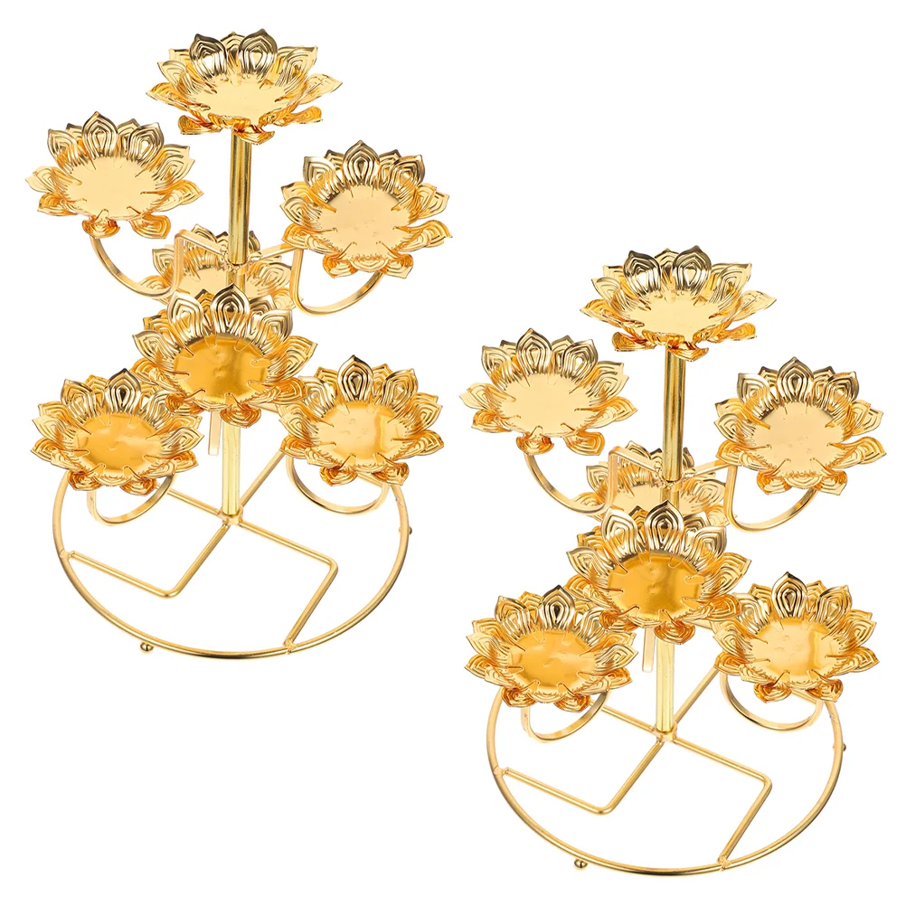 

Buddha Lamp Candleholders Vintage Lotus Butter Lamp Base Temple Candless for Party Home Table Wedding Decoration