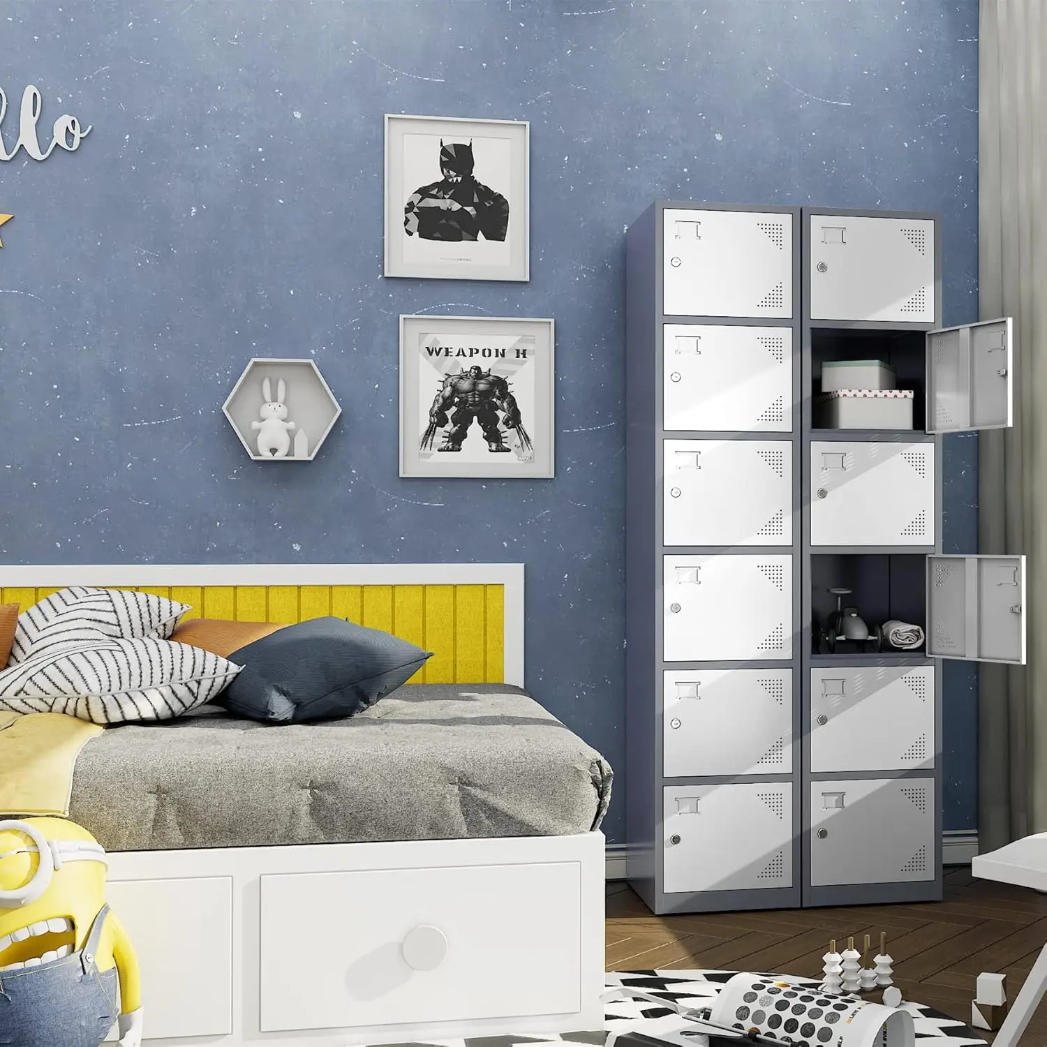 Metal Locker with 6 Doors, Tall Steel Storage Lockers