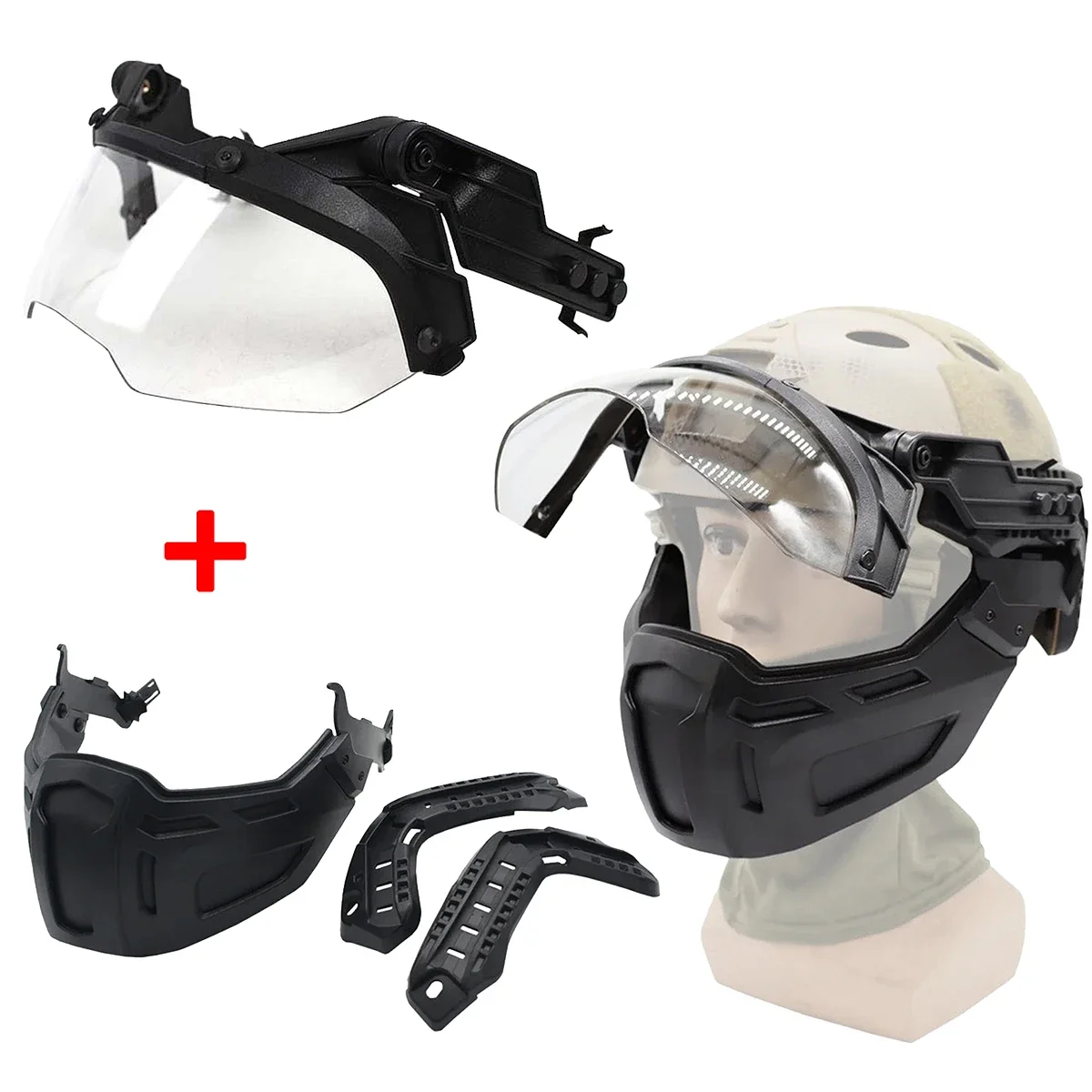 Tactical FAST Helmet Flip Goggles With Half Face Mask Outdoor Hunting Airsoft Paintball Mask Helmet Accessories Protect Gear