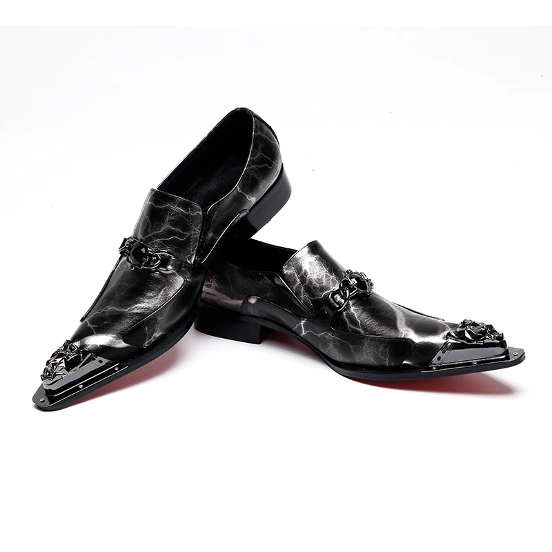 

Роскошные деловые туфли с острым носком для отдыха, классическая офисная обувь большого размера с принтом, мужские деловые туфли из натуральной кожи в итальянском стиле