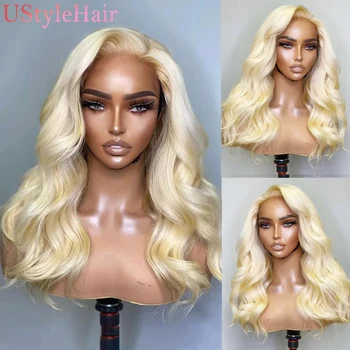 UStyleHair 613 Blonde Short Wave Wig Synthetic Bob Hair Lace Front Wig Natural Hairline Ombre Copper /Light Grey/Blue Short Hair