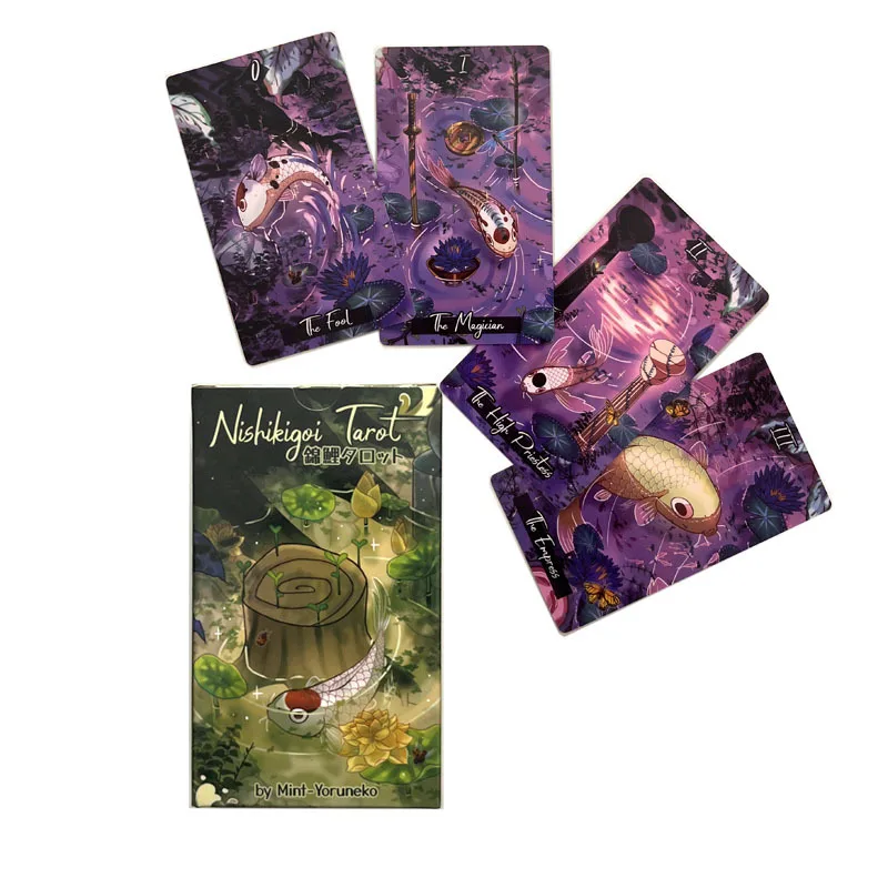 12×7CM The Nishikigoi Divination Tarot, a 78-card tarot deck featuring various types of Japanese Koi Fish that are sure 5