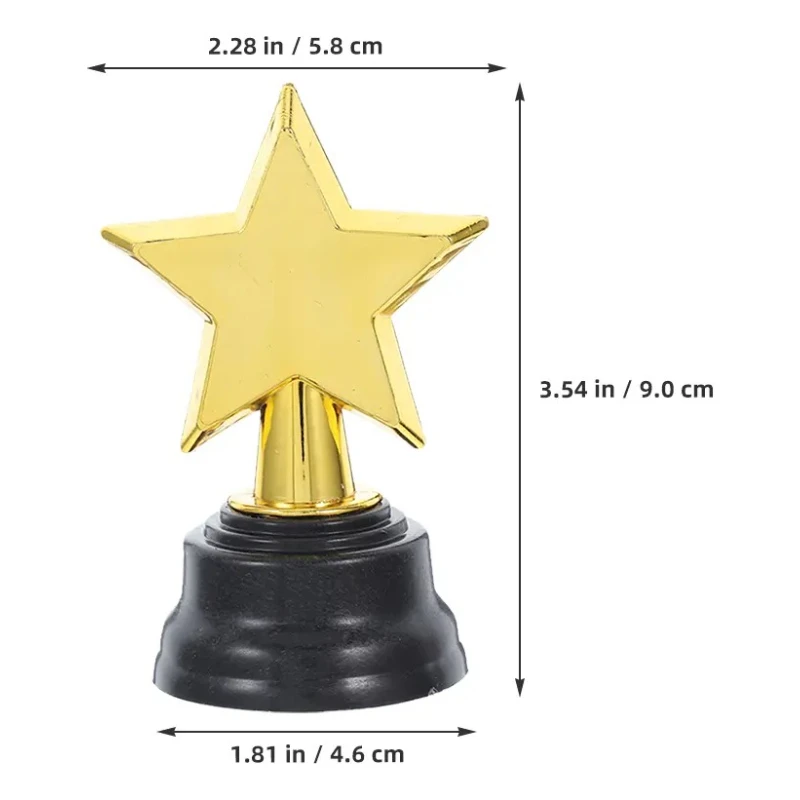 Set of 6 Gold Star Trophies with Large Base for Celebrations & Recognition