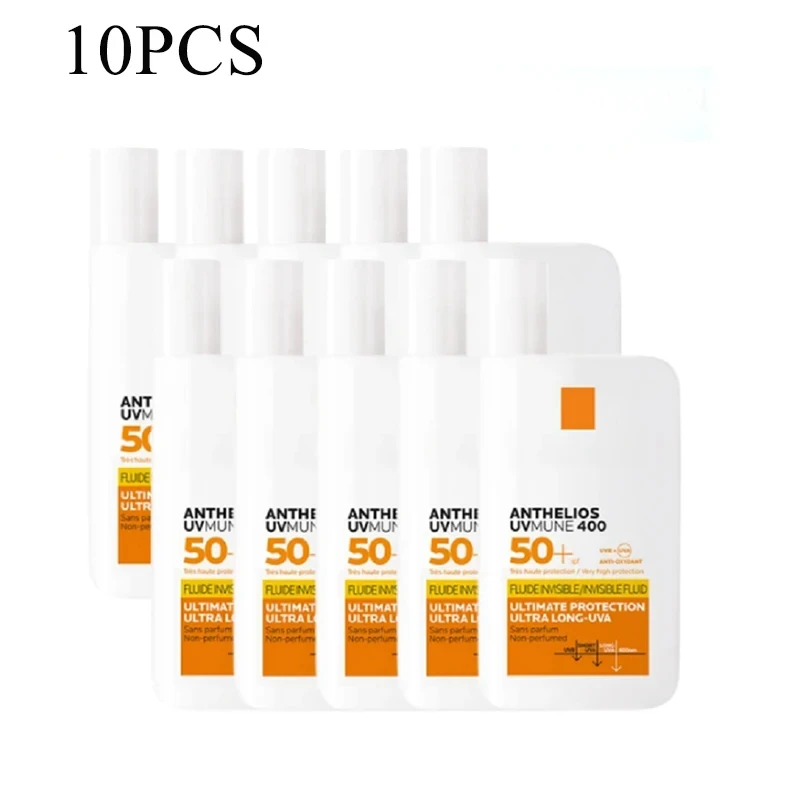 10PCS Original Face Sunscreen High Power Sun Protection SPF 50+ Light Non Greasy Broad Spectrum Sunscreen For Dry To Normal Skin ce od4 190 420nm broad spectrum continuous absorption laser safety glasses eyes protection googles
