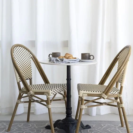 Popular Bistro Vintage Aluminium coffee shop restaurant furniture Bistro Outdoor rattan chair