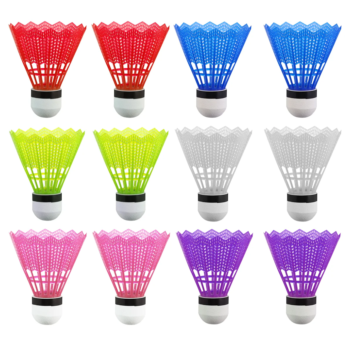 

VORCOO 12Pcs Nylon Crown Shuttlecocks Training Badminton Balls with Great Stability and Durability for Sports