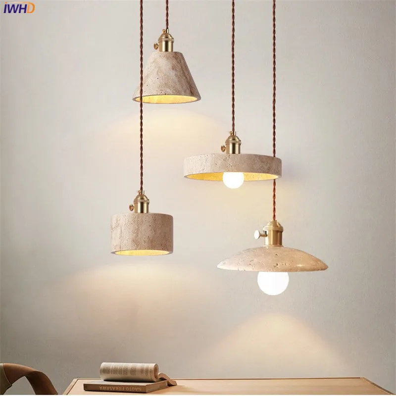 

IWHD Yellow Cave Store LED Pendant Light Fixtures Copper Socket Bedroom Dinning Living Room Beside Lamp Modern Nordic Hanglamp