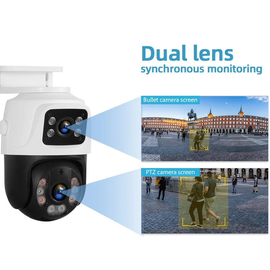 KERUI Outdoor Dual Lens PTZ 6MP POE IP Camera Home Security Camera Video CCTV Surveillance Onvif iCSEE Camera Dual-Screen - 3