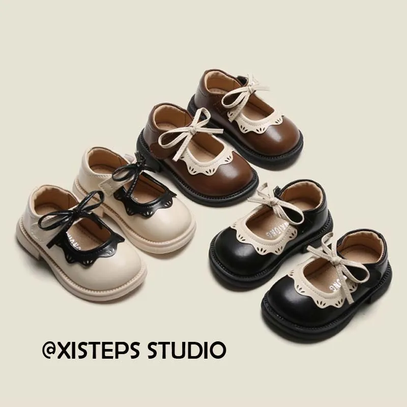 

XISTEPS Baby Girls Leather Shoes Black Soft Toddler Girls Shoes First Walkers 2023 New Mary Janes Baby Footwear Black