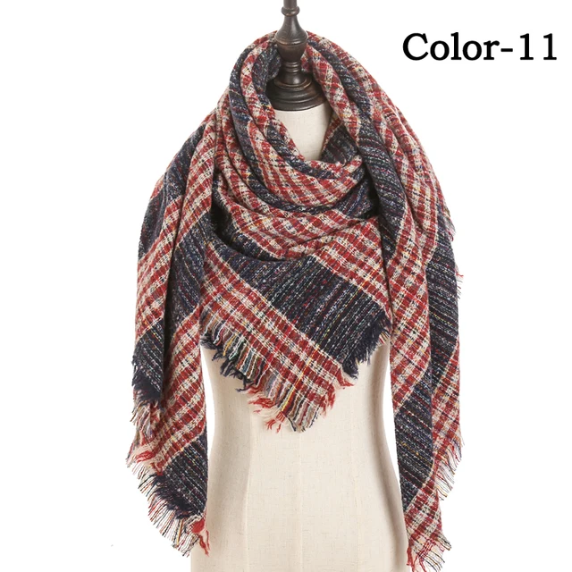 2021 new Cashmere Scarf For Women Plaid Knitted Triangle Pashmina Winter Warm Shawl Wraps Bufanda Female Soft Neck Echarpe UE-11