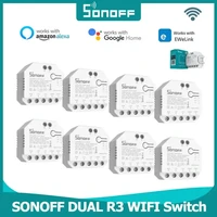 1-10PCS SONOFF DUAL R3/DUAL R3 Lite WiFi MINI Switch With Power Metering 2 Gang Dual Relay Module Control Via Alexa Google Home 1