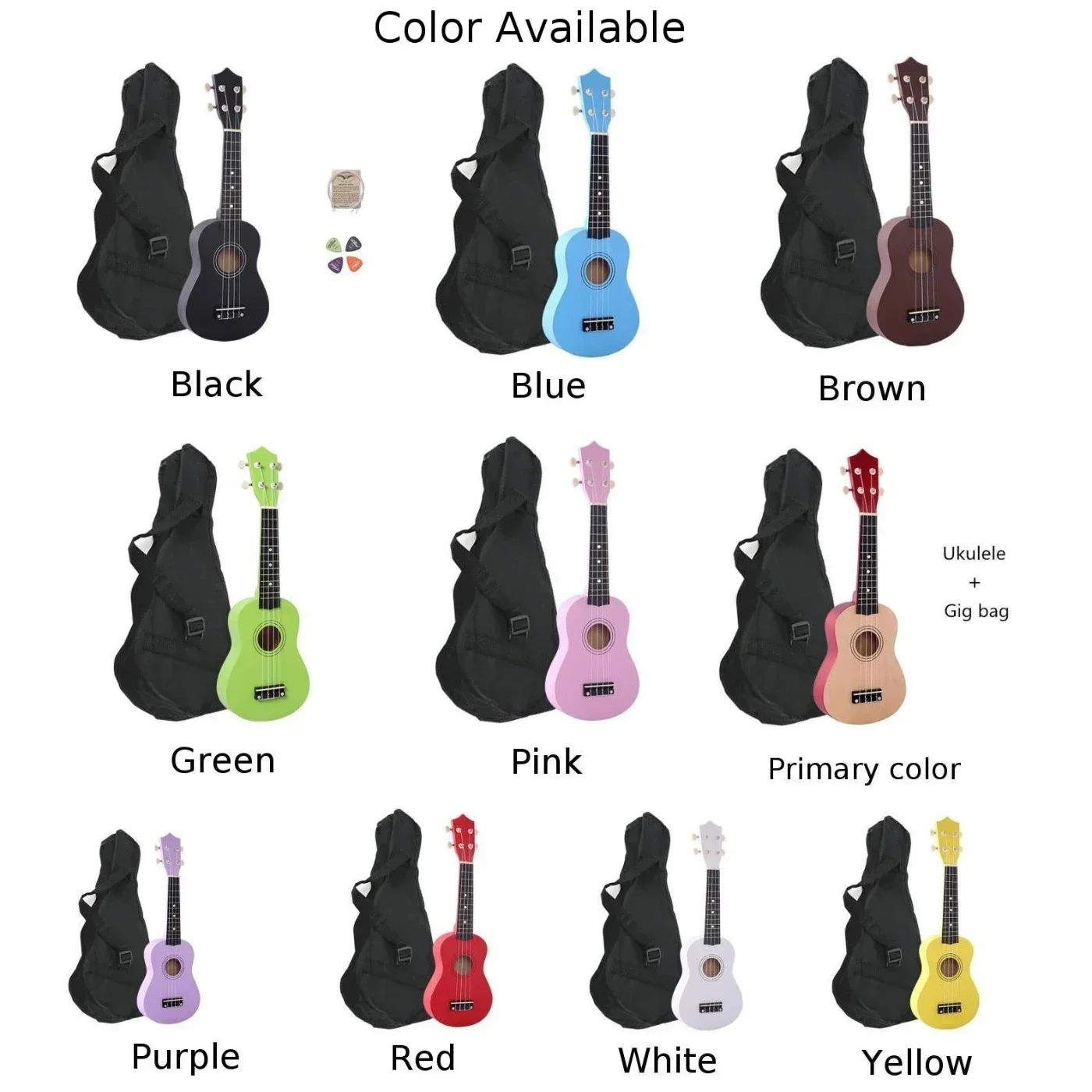 21 Inch Wood Soprano Ukulele Guitar 4 Nylon Strings Ukulele Bass Guitar With Bag Beginner With Geared Machine Heads