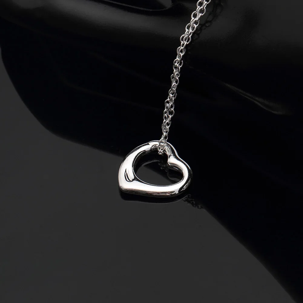 925 Sterling Silver heart Pendant Necklace For Women Holiday gift party wedding accessories charms Jewelry pendant necklace silver necklace silver pendant silver necklace charms 45cm