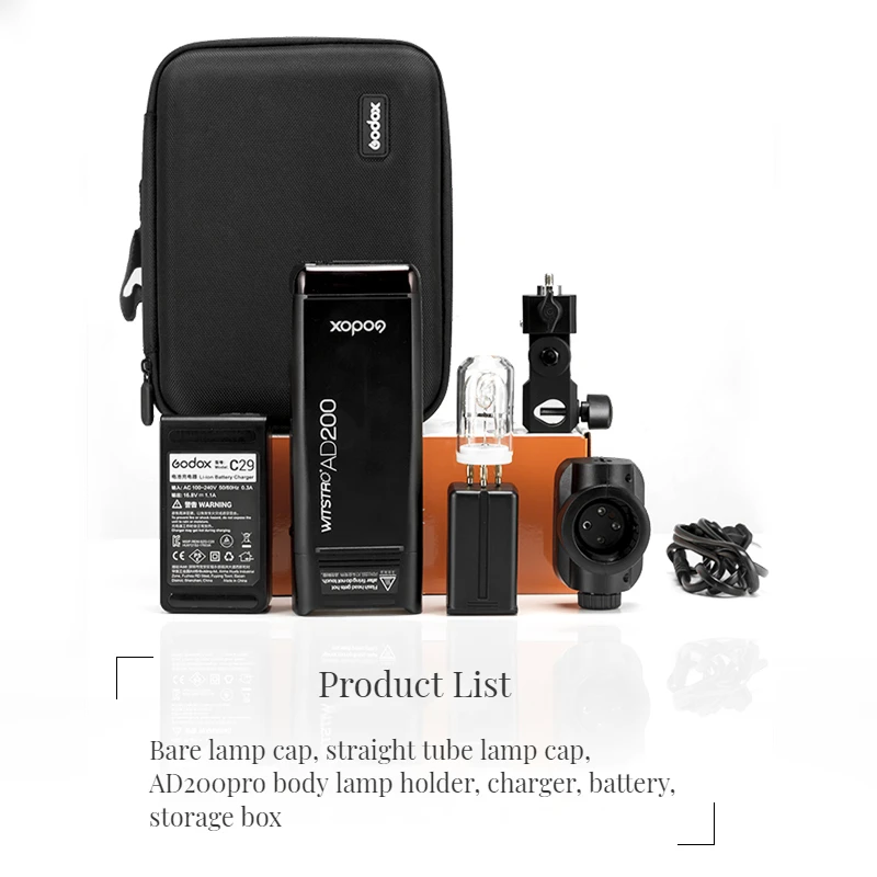 Godox AD200 Pro Outdoor Flash Light 200Ws TTL 2.4G 1/8000 HSS 0.01-1.8s Recycling 2900mAh Battery with Xpro Trigger