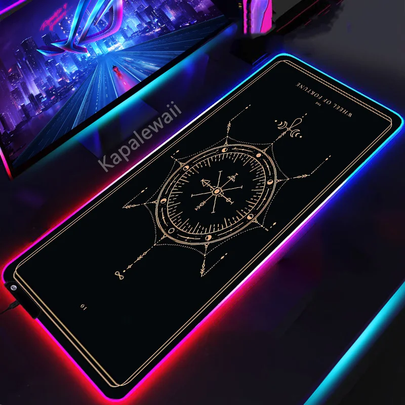 

RGB Witches Moon Tarot Mouse Pad Large Gamer Mousepad LED Mousemat Gamers Mouse Mat Rubber Desk Mats Keyboard Mat XXL 900x300mm