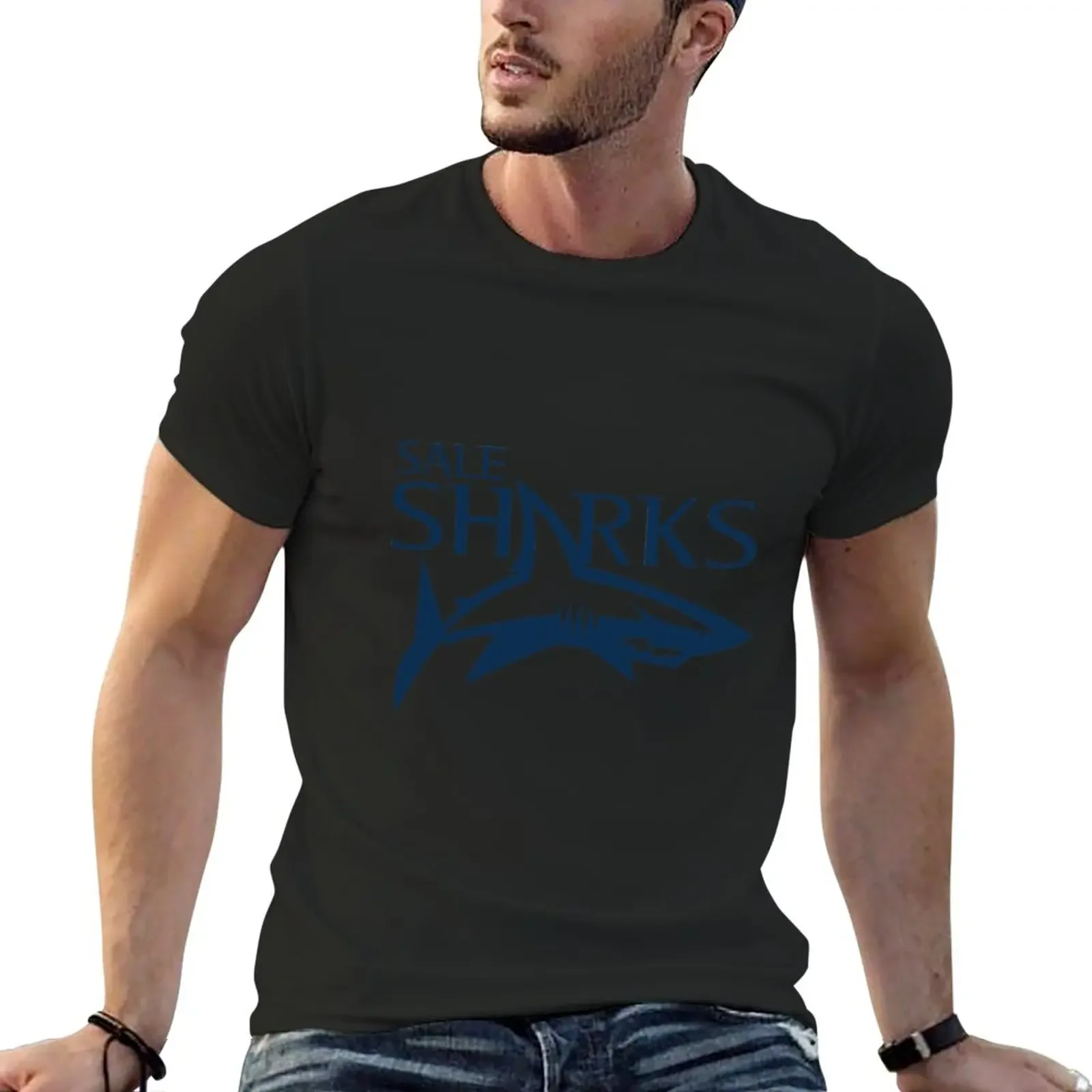 

Распродажа футболок с логотипом регби акулы графика корейская мода Мужские Простые футболки