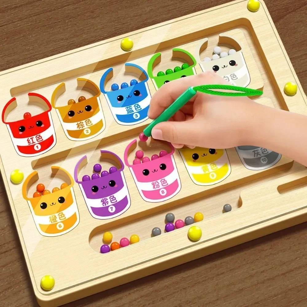Montessori Kids Wooden Sorting Maze & Drawing Board Toddler Montessori Toys Number Matching Learning Counting Preschool Activity