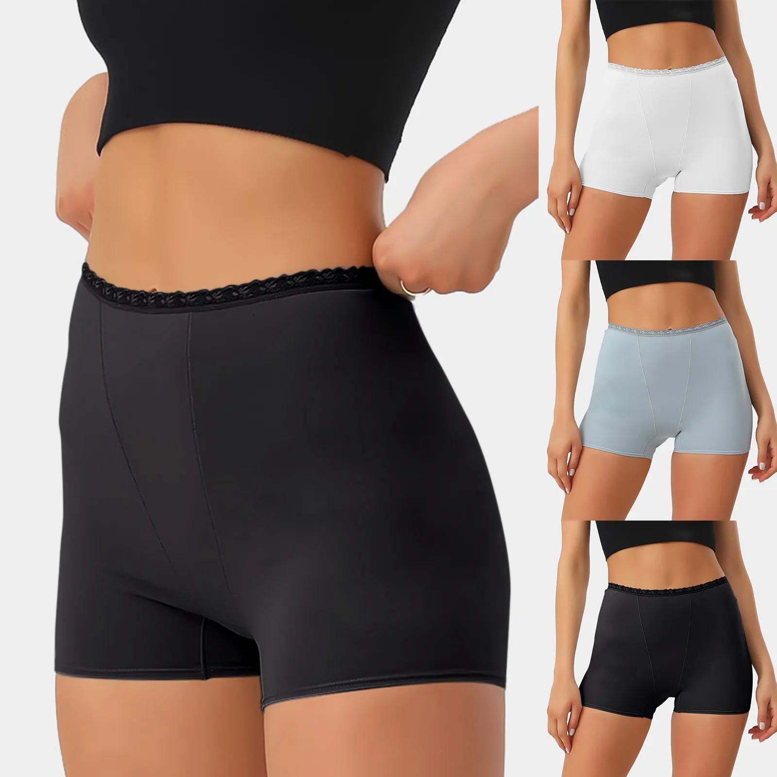Women Safety Shorts Pants Thin Lace Splice Leggings Solid Tight Under Skirt Underwear