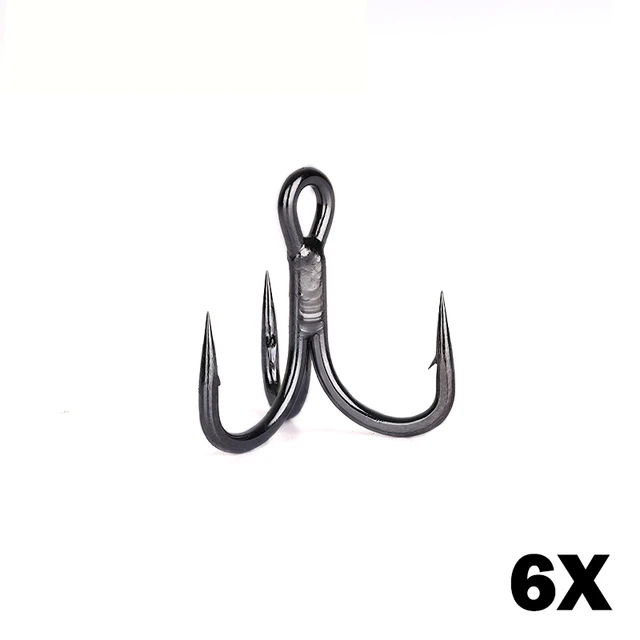 New 10pcs 6x Strong Super Sharp Round Treble Hook Antirust High Carbon  Steel 2 4 6