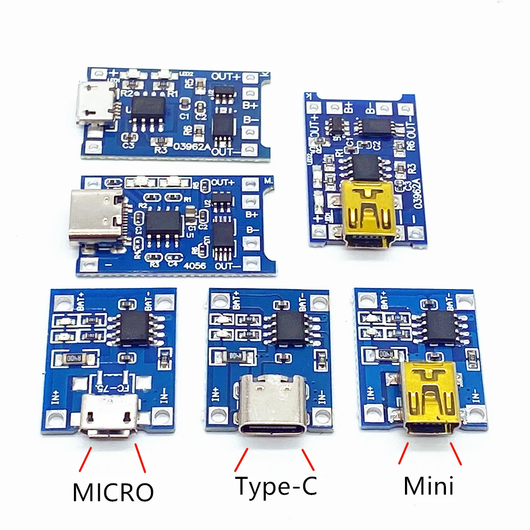 마이크로 USB 5V 1A 18650 TP4056 리튬 배터리 충전기 모듈 충전 보드, 보호 이중 기능 1A 리튬 이온, 5 개