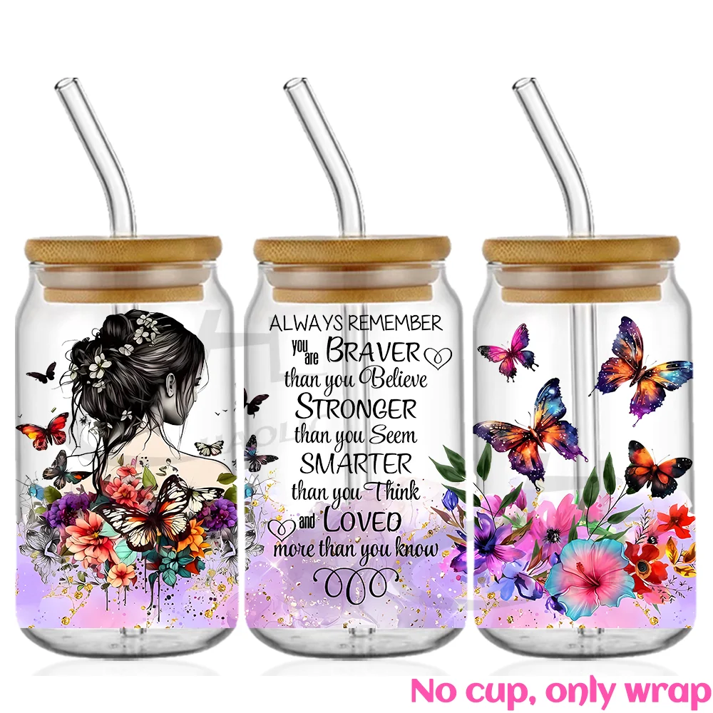 thumbnail image 1 of Hermosas pegatinas para envolver tazas con diseño de mariposa y flores UV DTF, etiquetas adhesivas de transferencia para bricolaje, impresión a prueba de agua, 1 of 5