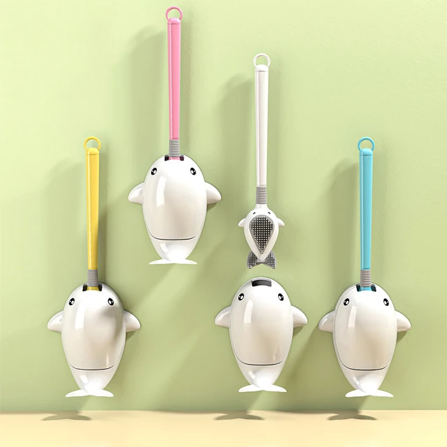 Wikhostar Bálna Rajzfilm Wc Kefe Vízszivárgás Igazolás Alap Szilikon Lapos Fej Rugalmas Puha Sörték Fürdőszoba - Image 2