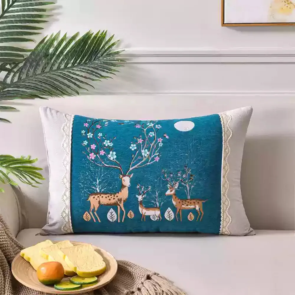 Dicker chenille rechteckiger Nickerchen-Nackenkissenbezug Sofakissen Überwurf Wohnzimmer Schlafzimmer Taillenkissen großer Rückenlehnenkissenbezug – Detail 3