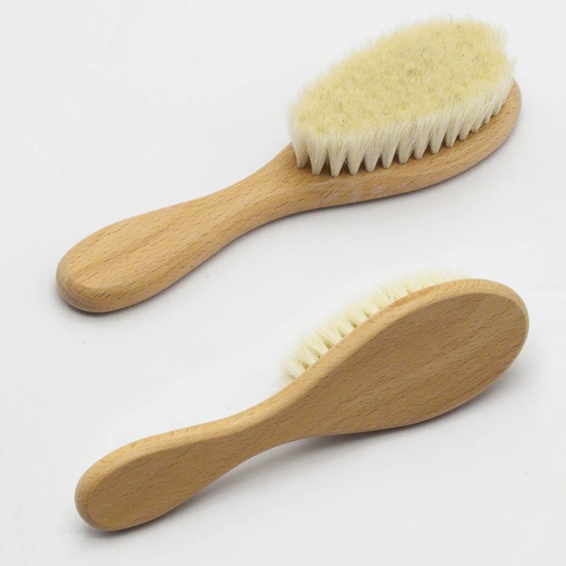 Hair Comb Brush Pure Natural Wool Baby Wooden Brush Comb Hairbrush Newborn Infant Head Massager