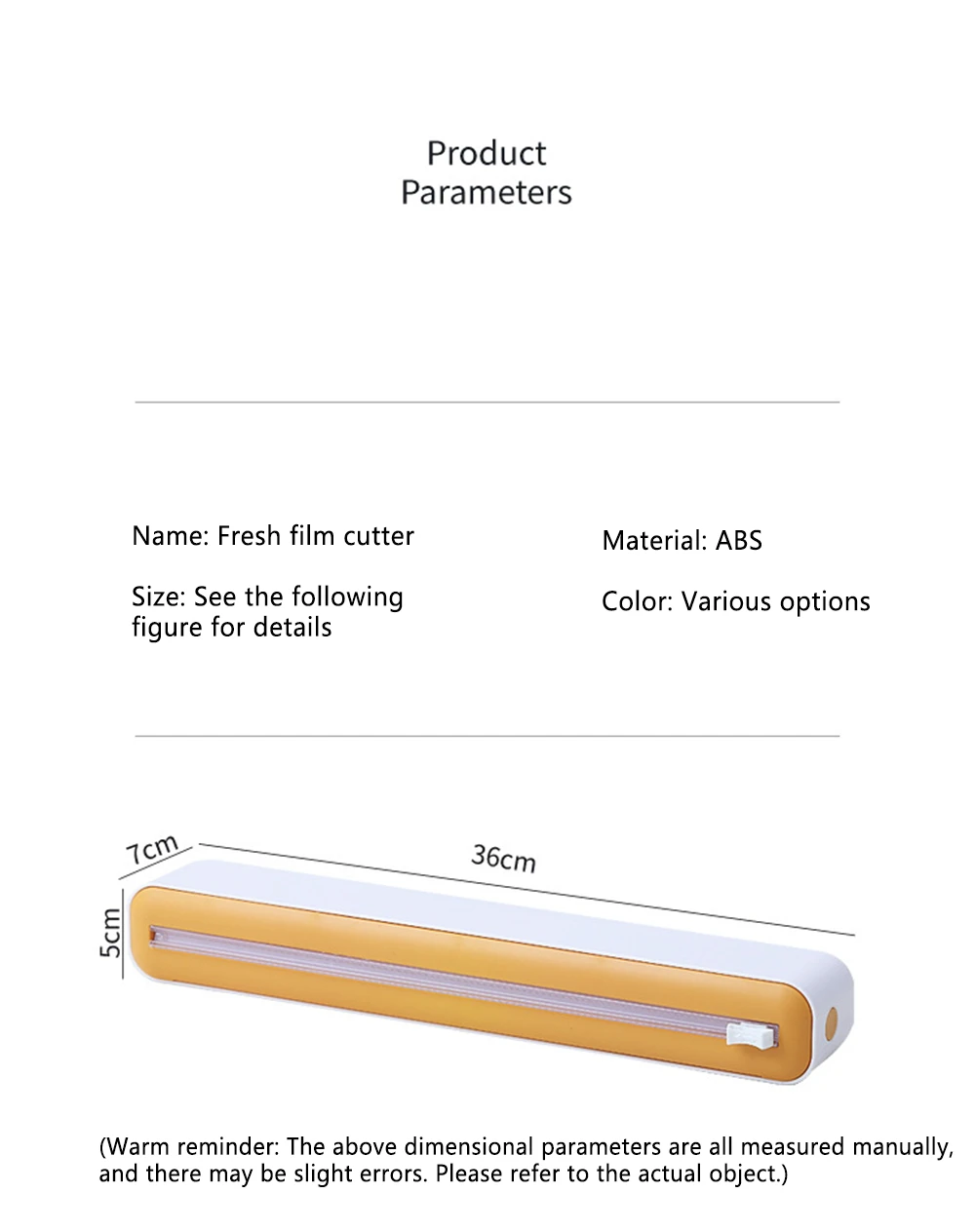 Description Picture 4 of itemPlastic Wrap Cutter Food Film Dispenser Adjustable Storage Cutting Box Creative Kitchen Tools Aluminum Foil Stretch Film Cutter