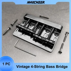 Vintage 4 String Bass Bridge Length 79.5x49.5/53MM Bass Fixed Bridge Saddle Top Load Black/Chrome