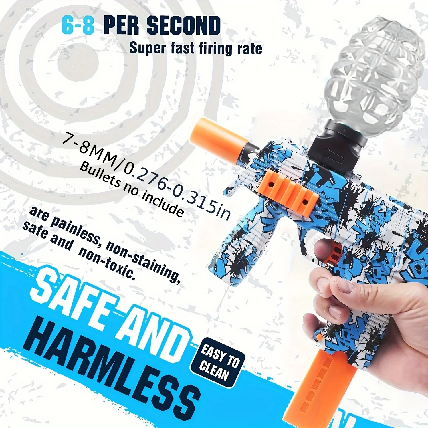 MP9 Electric Blaster - Automatic Splatter Ball Gun -Upgraded battery, High speed blaster -Gift, For Outdoor Games 5