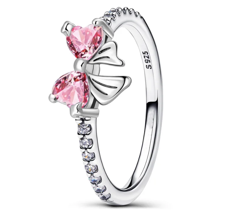 Hot Sale Original Silver Ring Colorful Bow Pearl Bee Flow