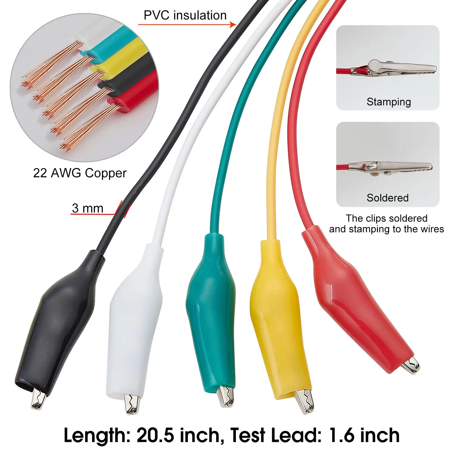 Alligator Clips 10pcs 50cm Clip Number 28/35/45mm Alligator Clips Wires Jumper Wires Electrical Clip
