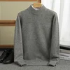Thickened Autumn/Winter new 100% Merino wool pullover Cashmere sweater Men's half turtleneck pullover warm bottom knit shirt top 3
