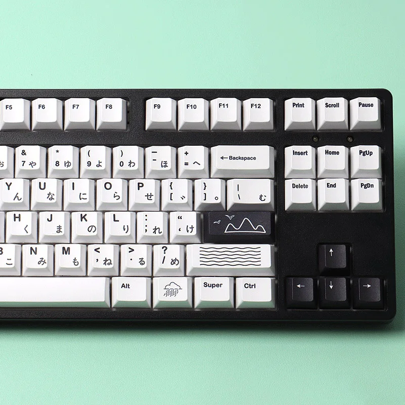 

129 Keys PBT Dye Sub Keycaps Cherry Minimalist Green Landscape For Mx Switch Mechanical Keyboard 68 84 89 980 104 Layout