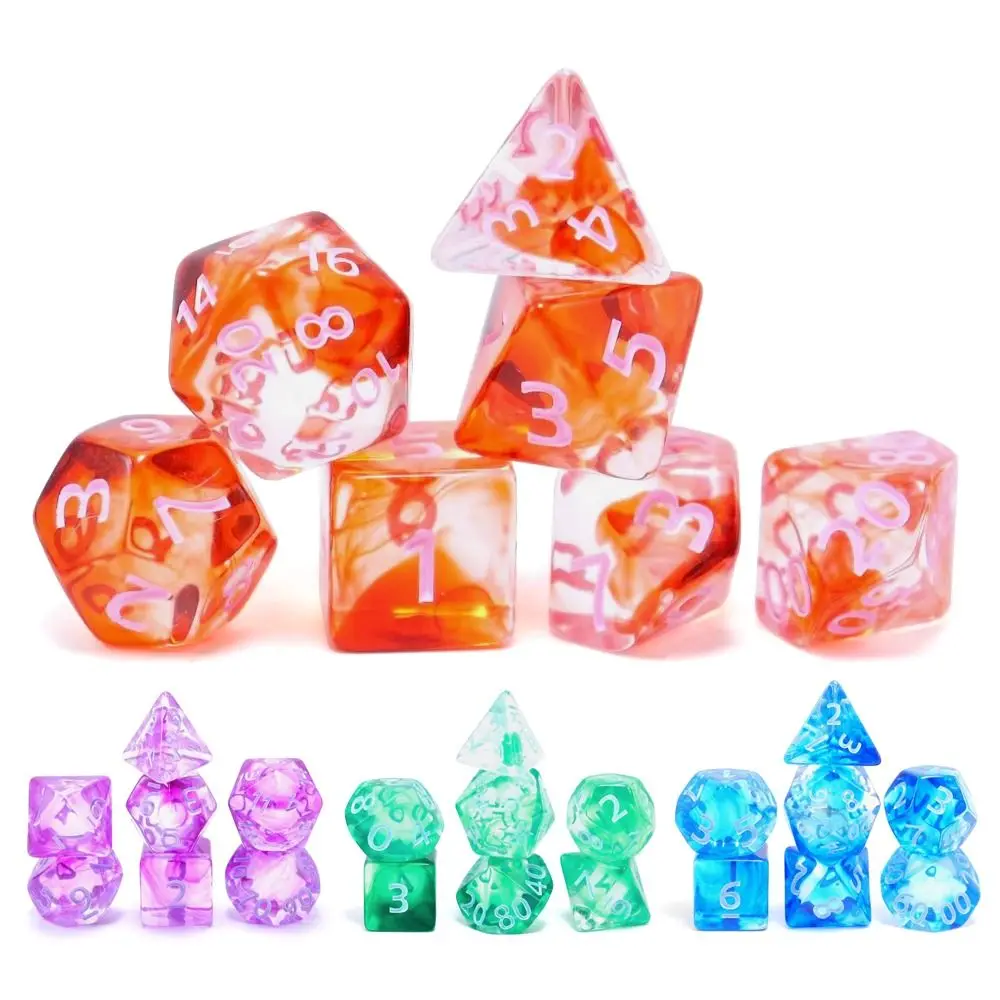 7PcssetMultifacetedDigitalDiceSetAcrylicTableGameOpaque