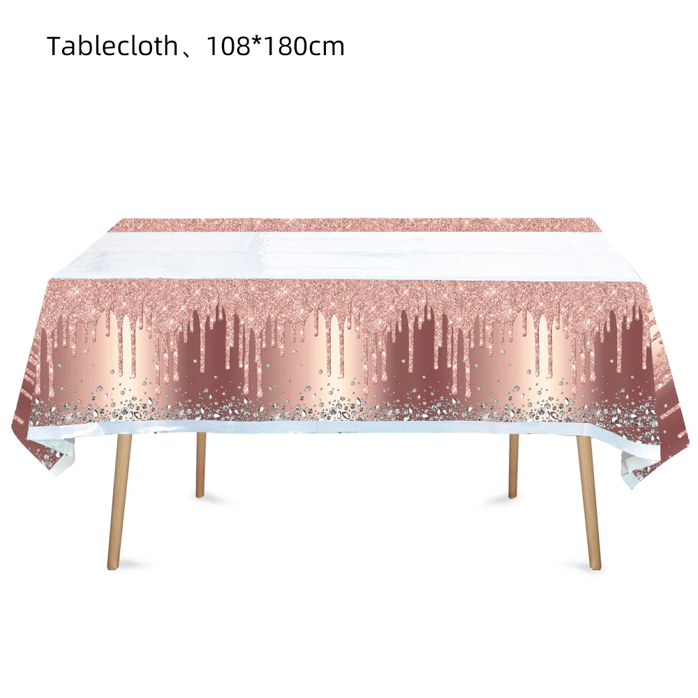 Rose Gold Bronzing Party Disposable Cutlery Set Paper Plate Birthday Wedding Bridal Shower Baby Decorative Supplies