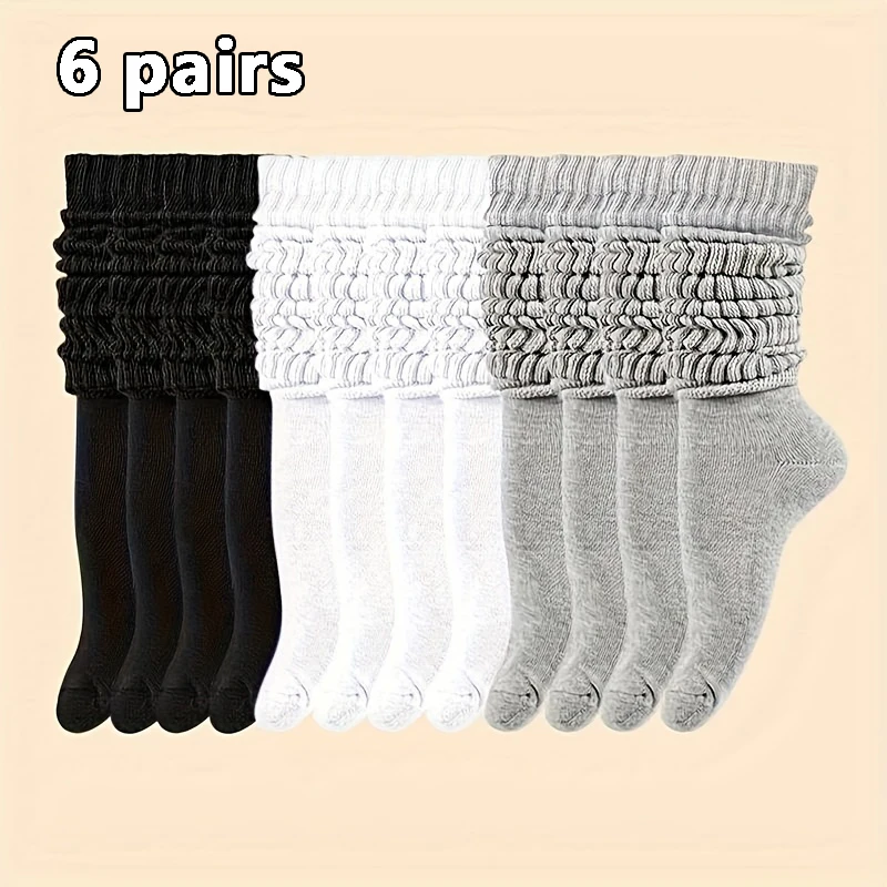 6 أزواج النساء منتصف العجل الجوارب سميكة الحرارية متماسكة العجل الجوارب لطيف طويل فضفاض ترهل الجوارب ربيع الخريف الشتاء الدافئة